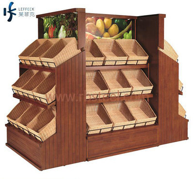 佛山萊菲克工廠 HJ-F19 木制水果貨架 定制出口拆裝解決方案
